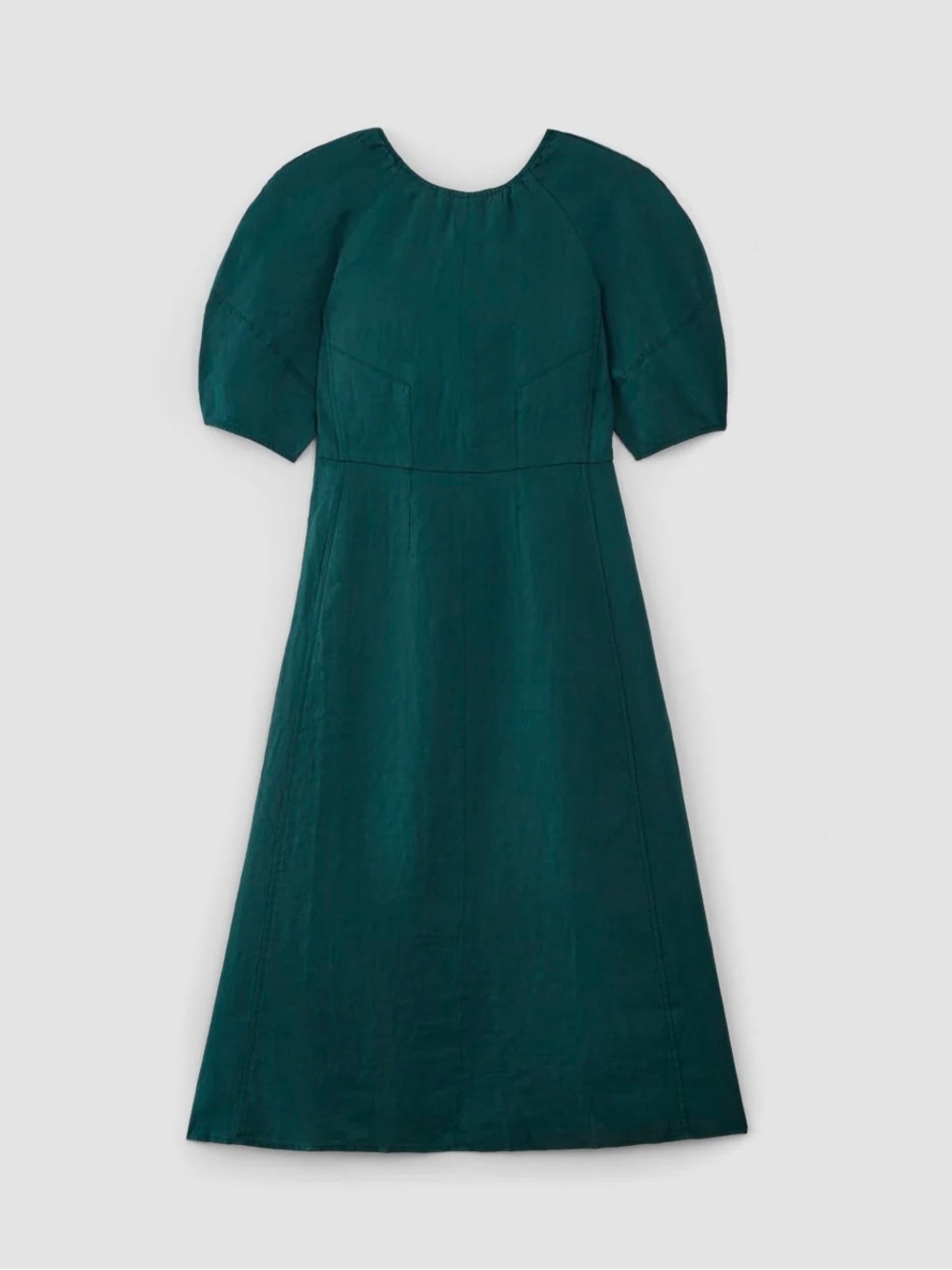 Everlane THE LINEN SHORT-SLEEVE SCOOP MIDI DRESS Size 8